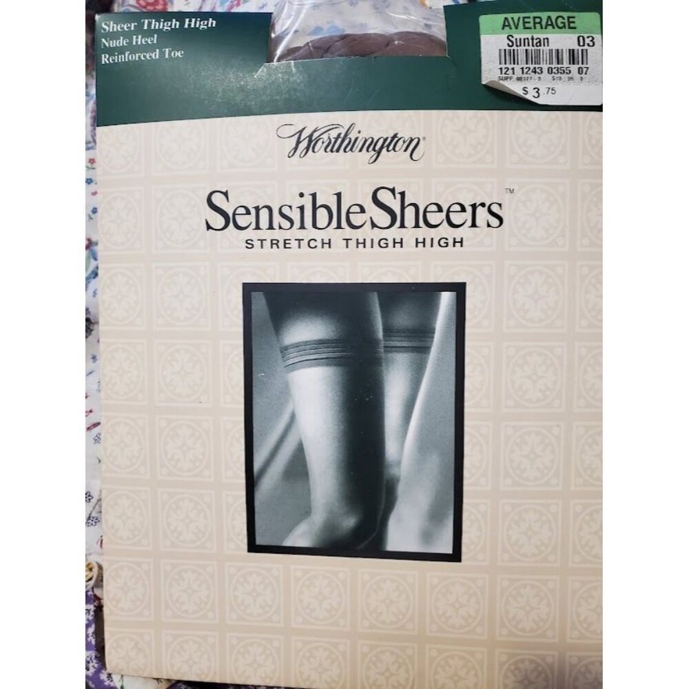 Vtg Worthington Sensible Sheers Stretch Thigh High Stockings Average Suntan Nude